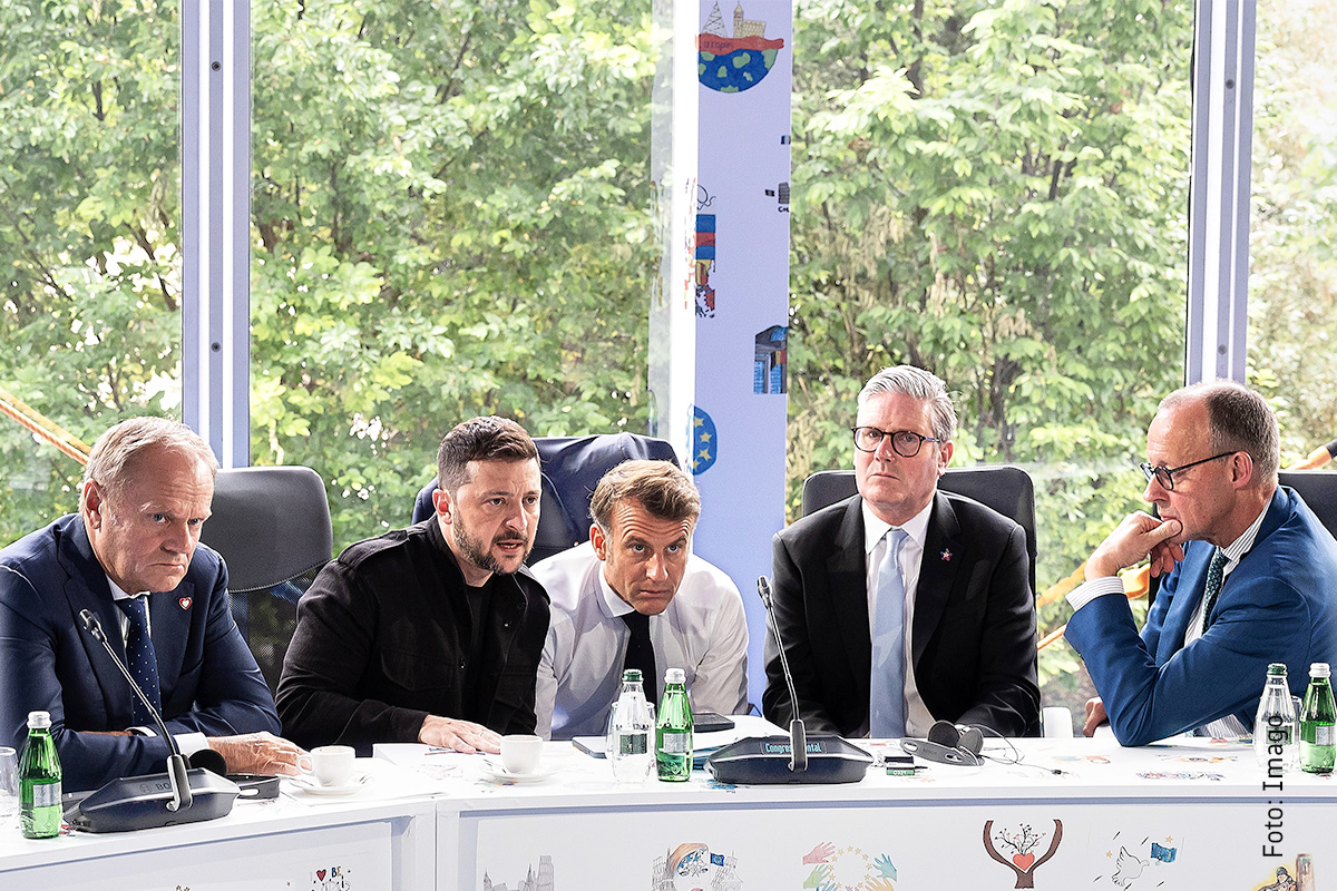 Im Vorfeld des Alaska-Gipfels von Donald Trump und Wladimir Putin wenden sich Thomas Enders (Präsident der DGAP), Marieluise Beck und Ralf Fücks (Zentrum Liberale Moderne) mit einem Appell an die Bundesregierung und nennen fünf Essentials, für die Europa jetzt stehen muss.